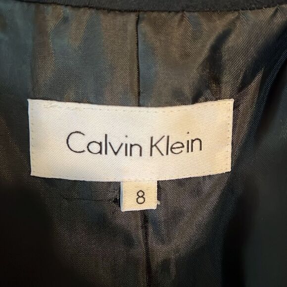 Calvin Klein Black‎ Lined Front Box Pleats Button Closure Blazer Size 8 - Picture 11 of 12